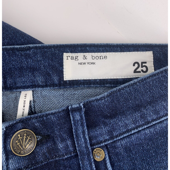 NWT Rag & Bone Dark Wash Andi High Waist Wide-Leg Jeans 25 - Picture 8 of 16